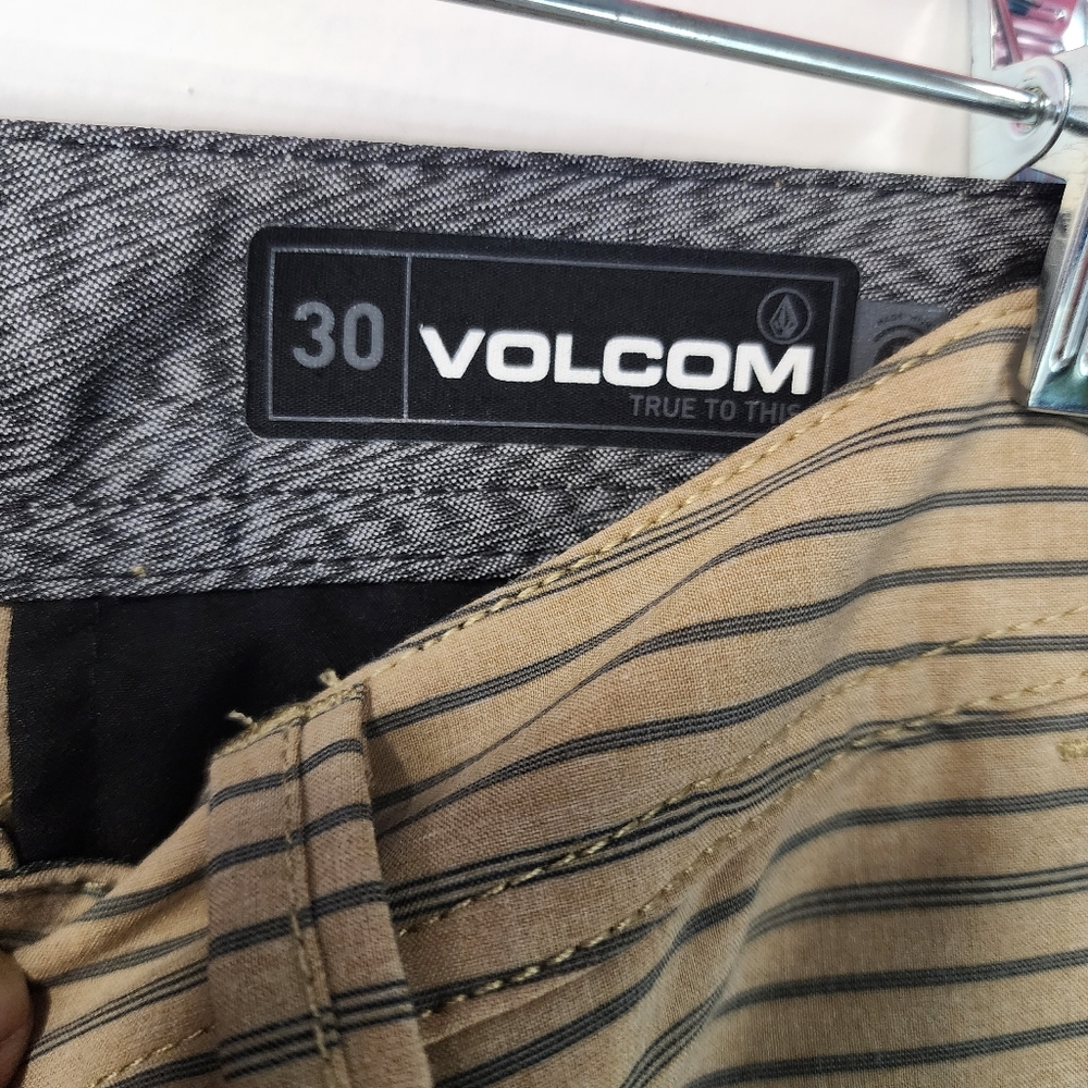 Volcom men's striped brown blue shorts size 30 regular straight surf & turf - Picture 3 of 8